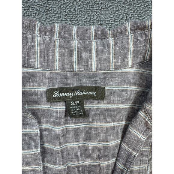 Tommy Bahama Two Palms Stripe Shirt Dress 100% Linen Natural Brown Size Small - Picture 5 of 11